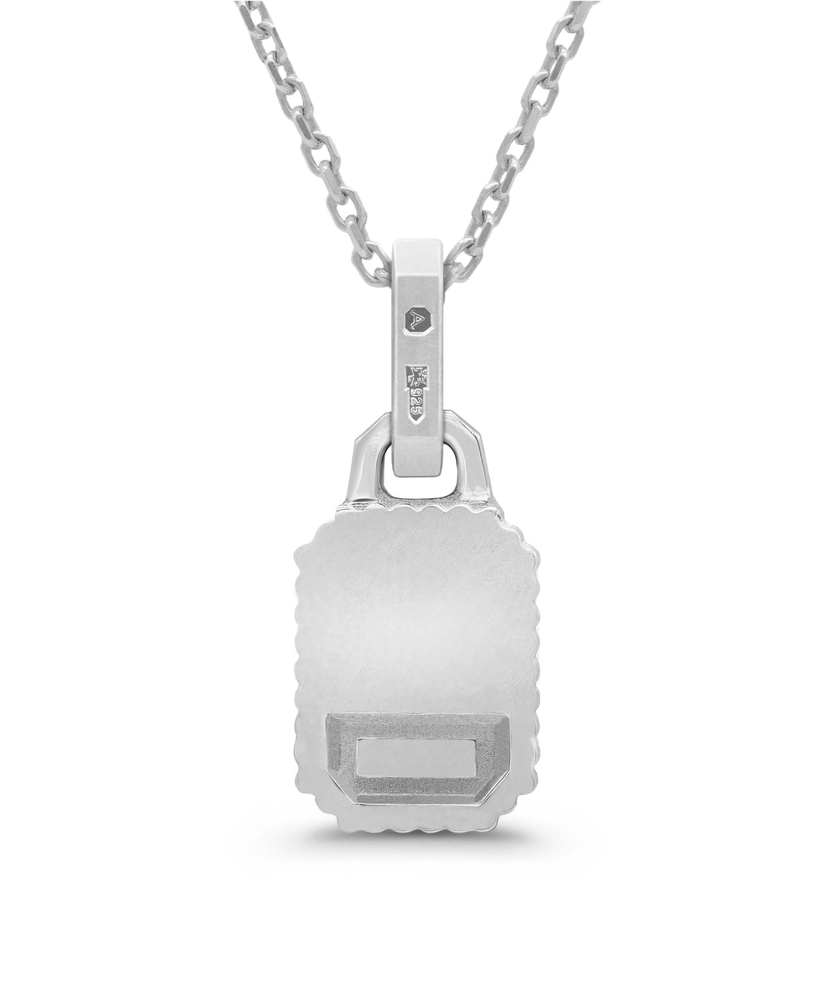 AMULETHA symbolic luxury jewelry gifting - Qu'Hier Que Demain Mini Amulet - sterling silver with diamonds - back