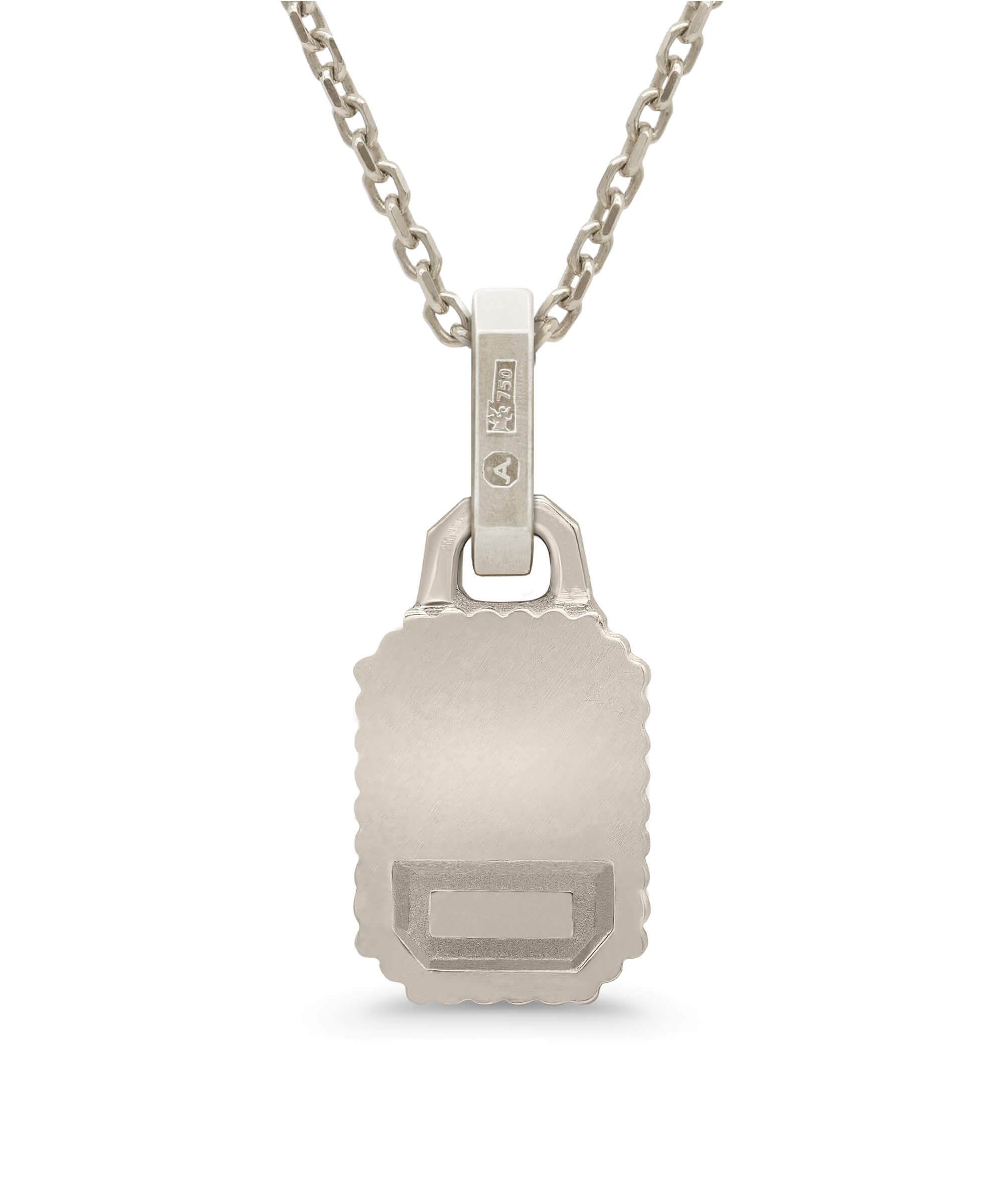 AMULETHA symbolic luxury jewelry gifting - Qu'Hier Que Demain Mini Amulet - white gold with diamonds - back