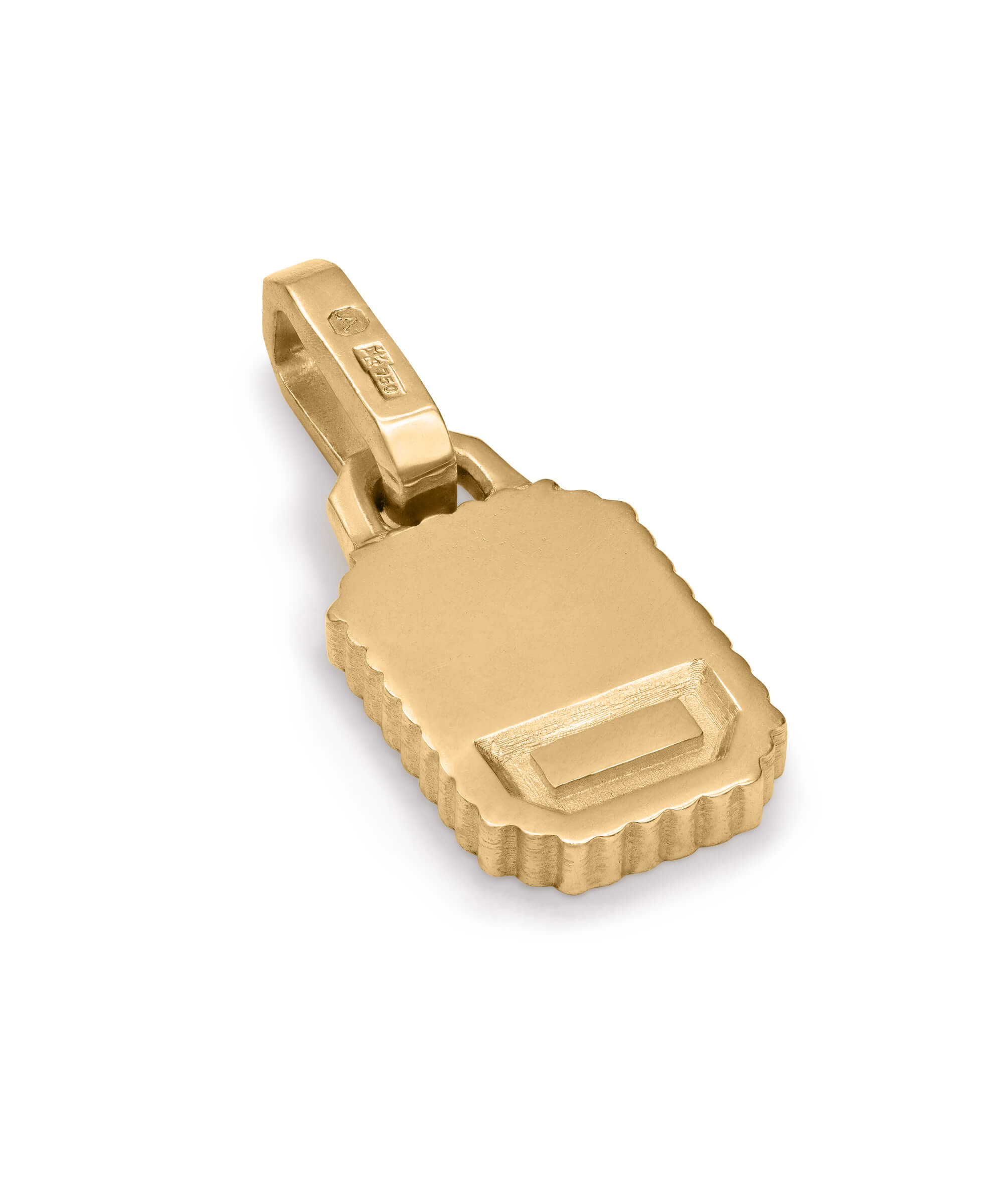 AMULETHA symbolic luxury jewelry gifting - Qu'Hier Que Demain Mini Amulet - yellow gold with diamonds - side back