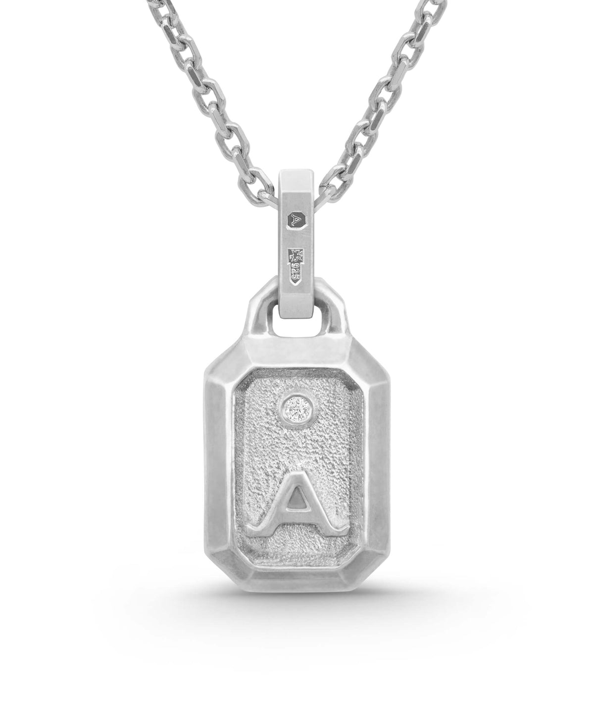 AMULETHA symbolic luxury jewelry gifting - Rock Amulet - sterling silver with diamonds - back