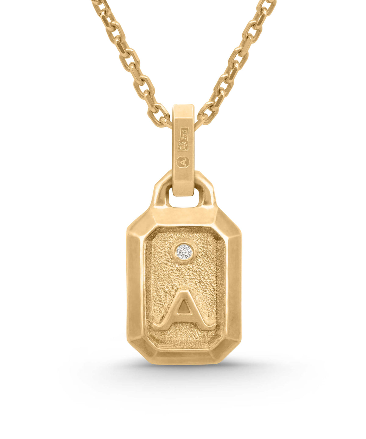 AMULETHA symbolic luxury jewelry gifting - Rock Amulet - yellow gold with diamonds - back