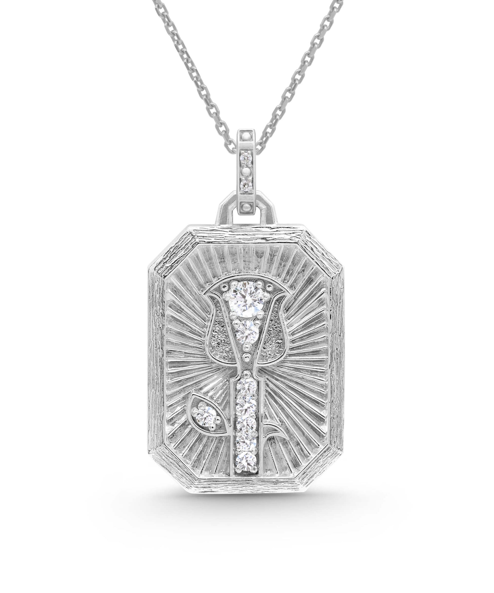 AMULETHA symbolic luxury jewelry gifting - Rose Amulet - sterling silver with diamonds - front
