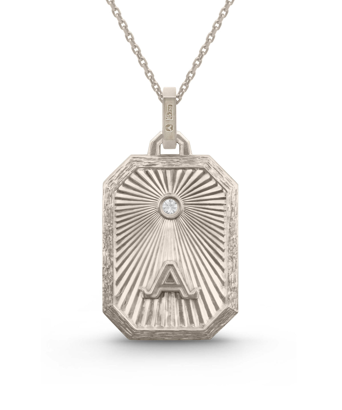 AMULETHA symbolic luxury jewelry gifting - Rose Amulet - white gold with diamonds - back
