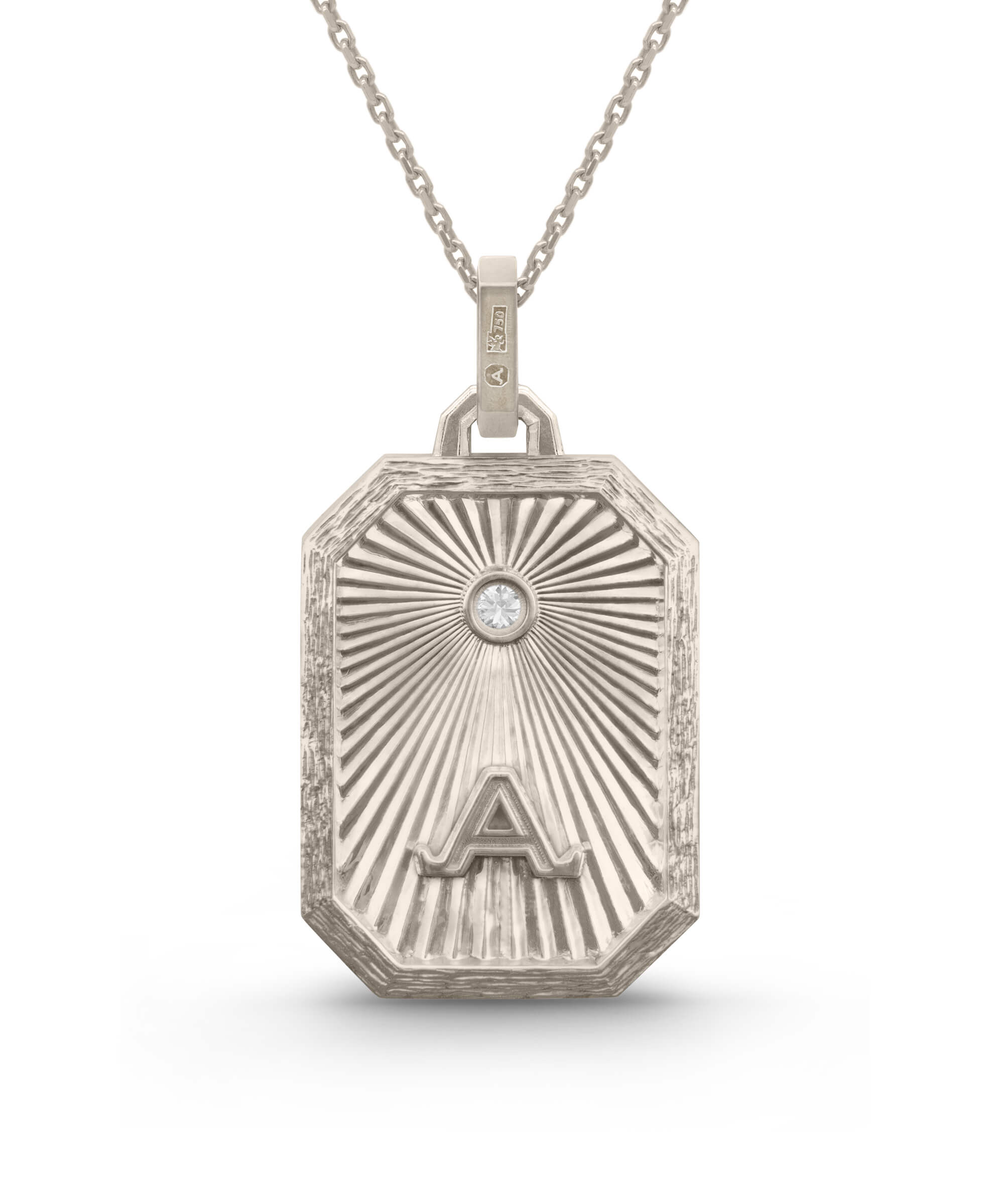 AMULETHA symbolic luxury jewelry gifting - Rose Amulet - white gold with diamonds - back
