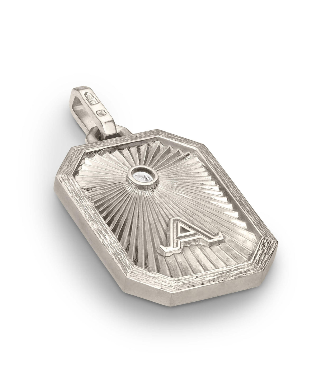 AMULETHA symbolic luxury jewelry gifting - Rose Amulet - white gold with diamonds - side back
