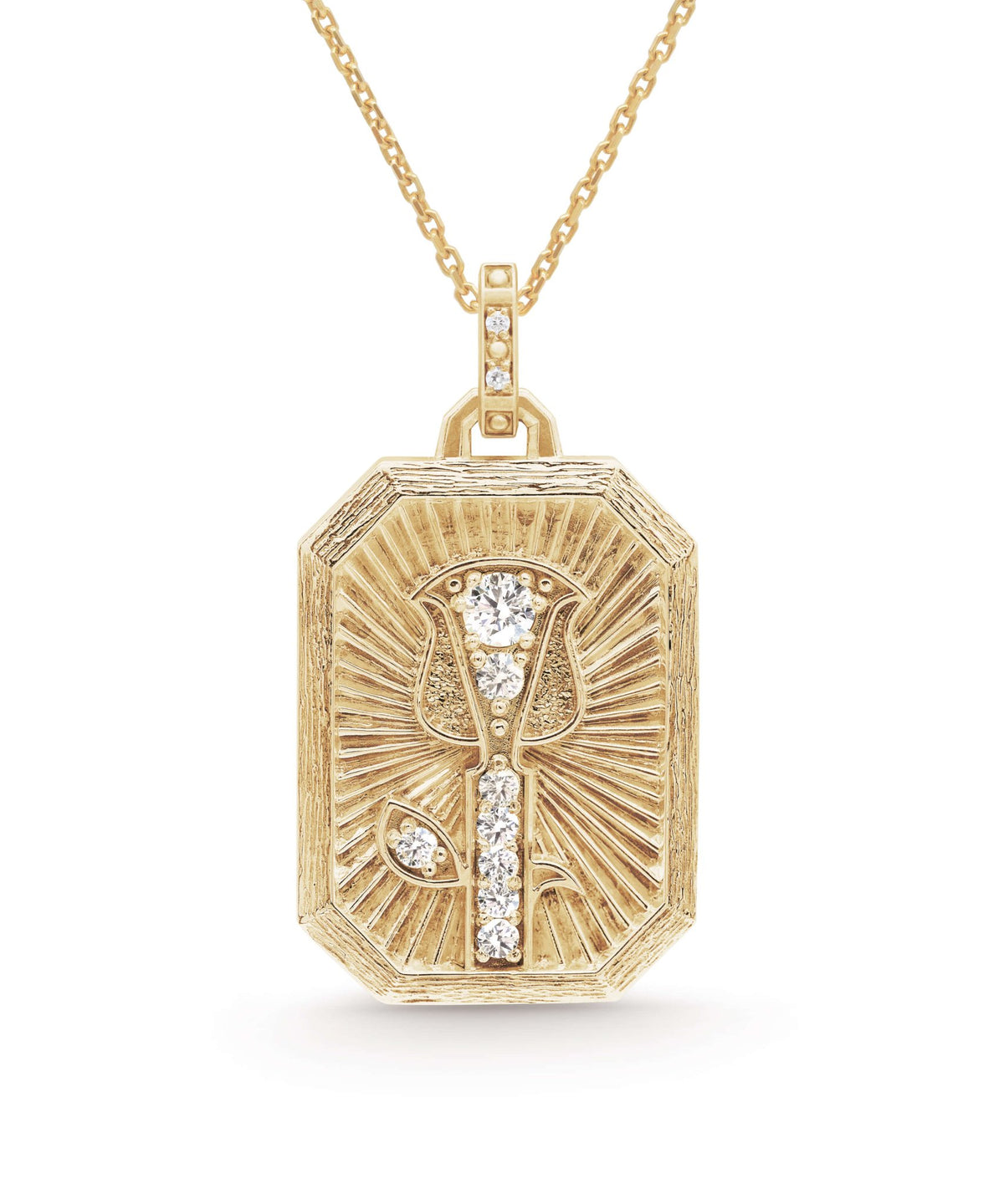 AMULETHA symbolic luxury jewelry gifting - Rose Amulet - yellow gold with diamonds - front
