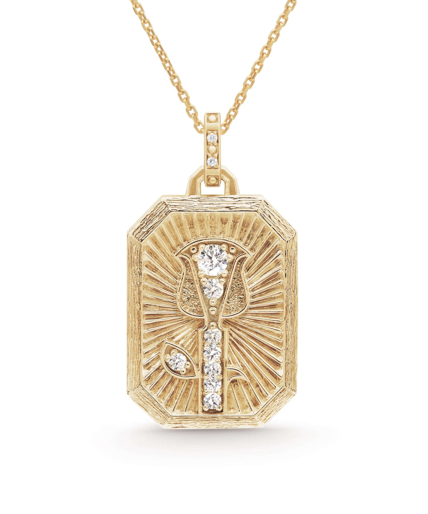AMULETHA symbolic luxury jewelry gifting - Rose Amulet - yellow gold with diamonds - front
