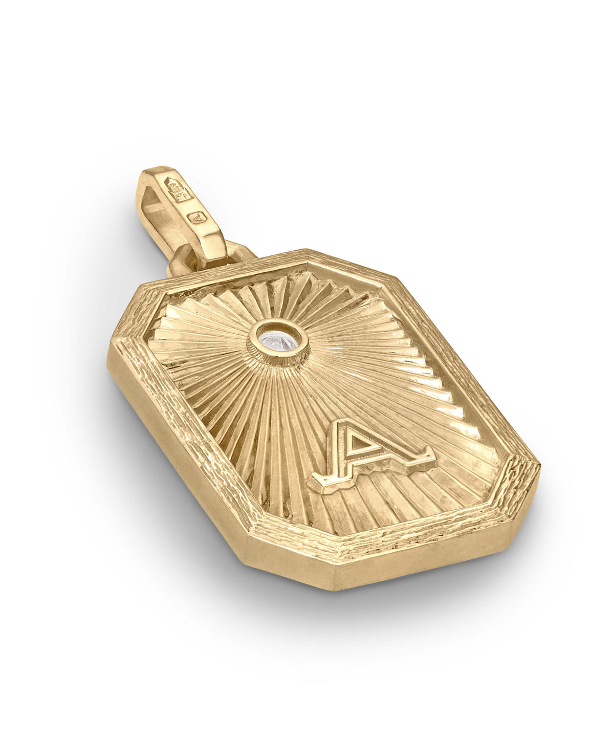 AMULETHA symbolic luxury jewelry gifting - Rose Amulet - yellow gold with diamonds - side back
