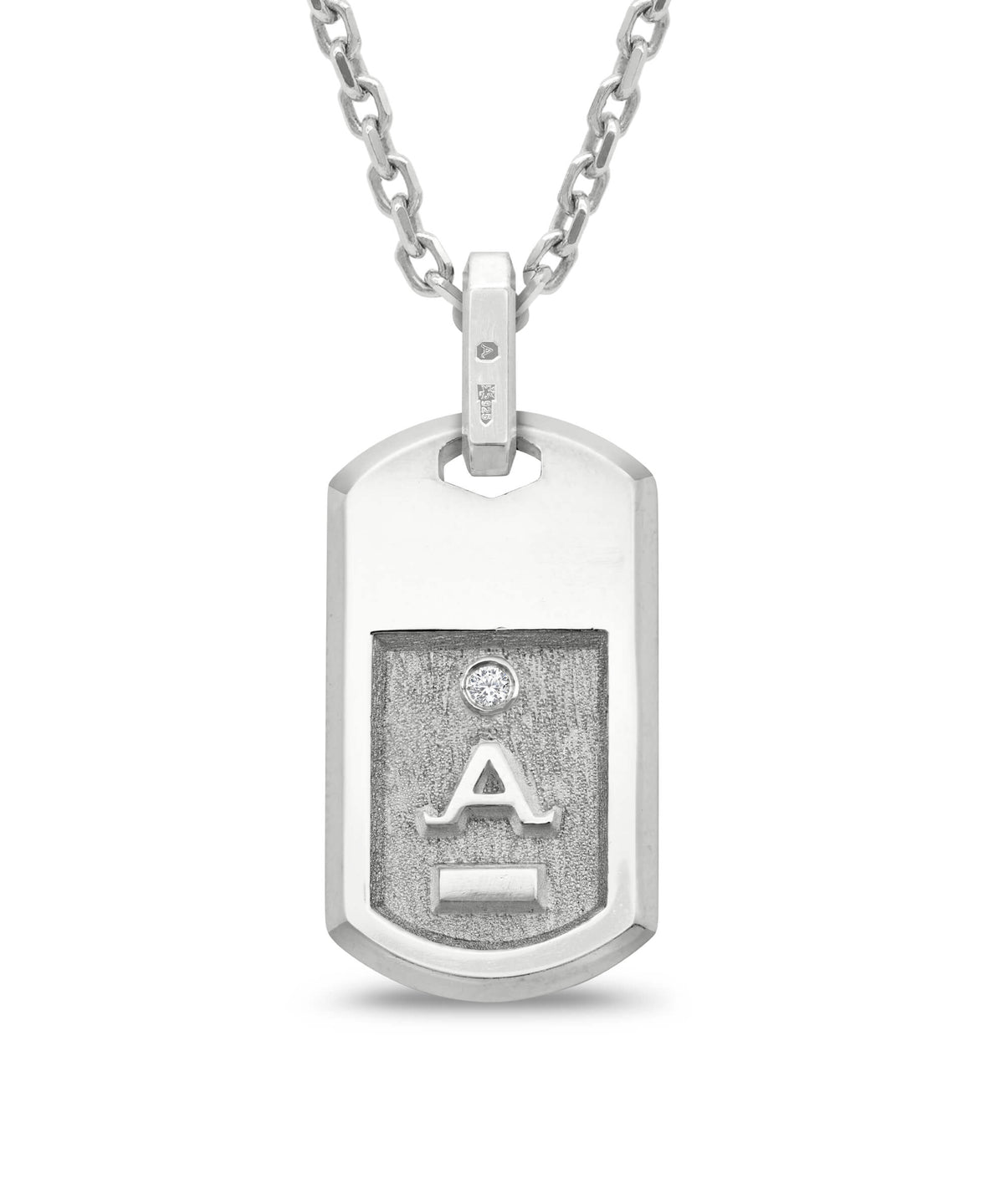AMULETHA symbolic luxury jewelry gifting - Shield Tag Amulet - sterling silver with diamonds - back