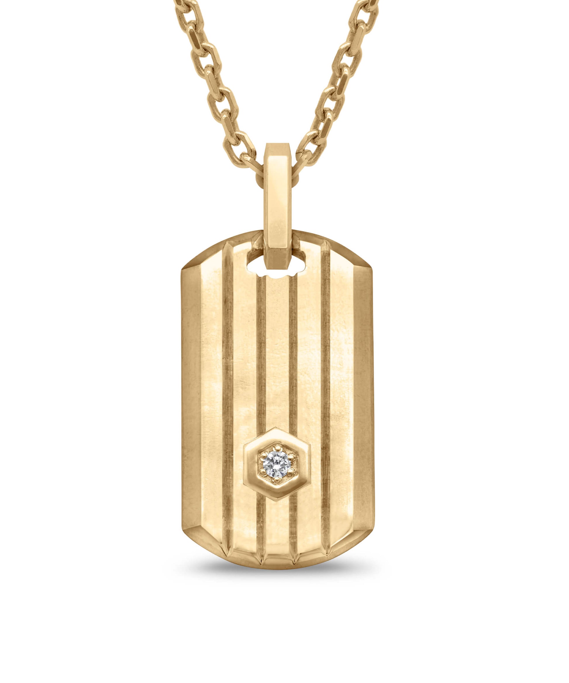 AMULETHA symbolic luxury jewelry gifting - Shield Tag Amulet - yellow gold with diamonds - front