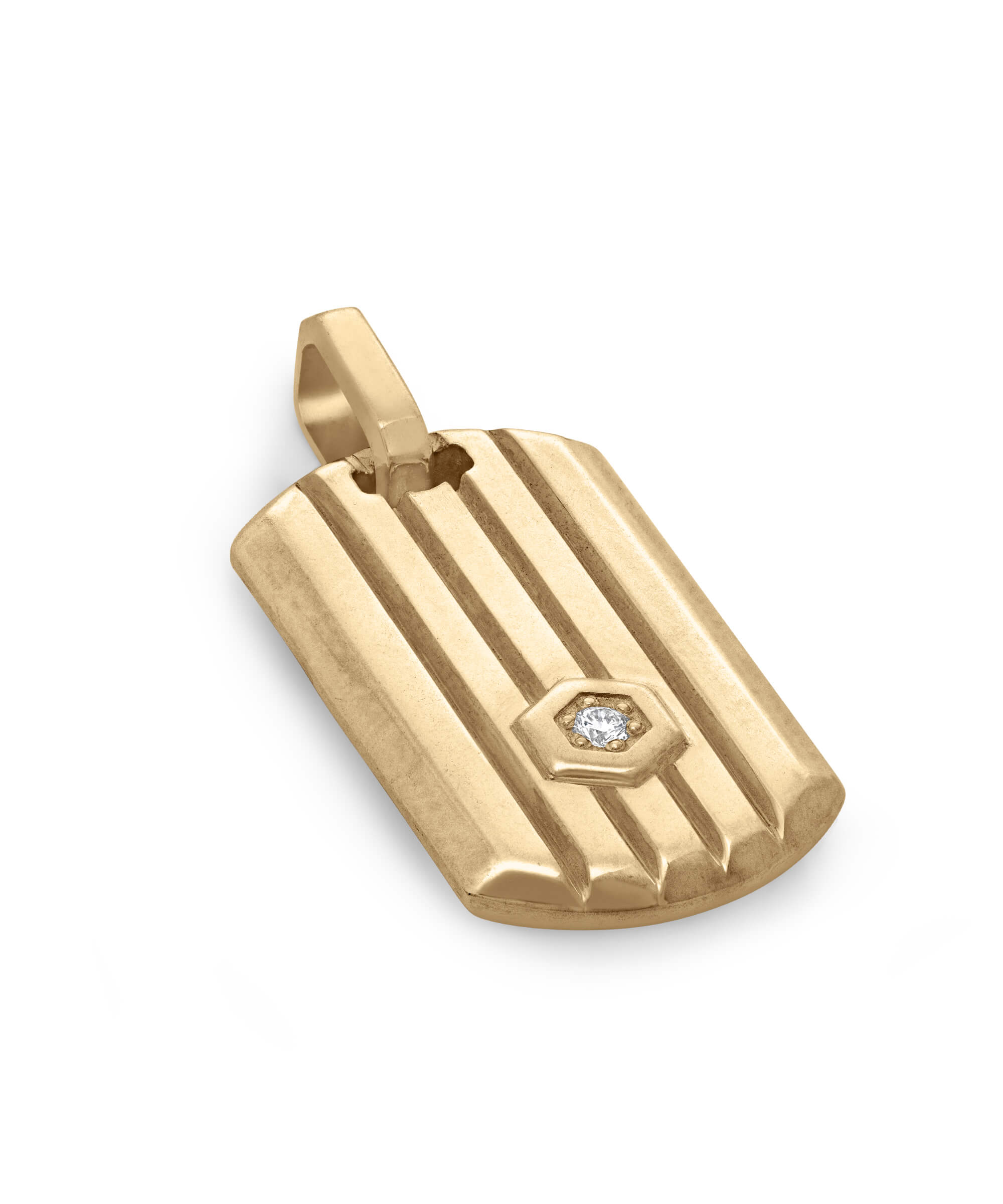 AMULETHA symbolic luxury jewelry gifting - Shield Tag Amulet - yellow gold with diamonds - side