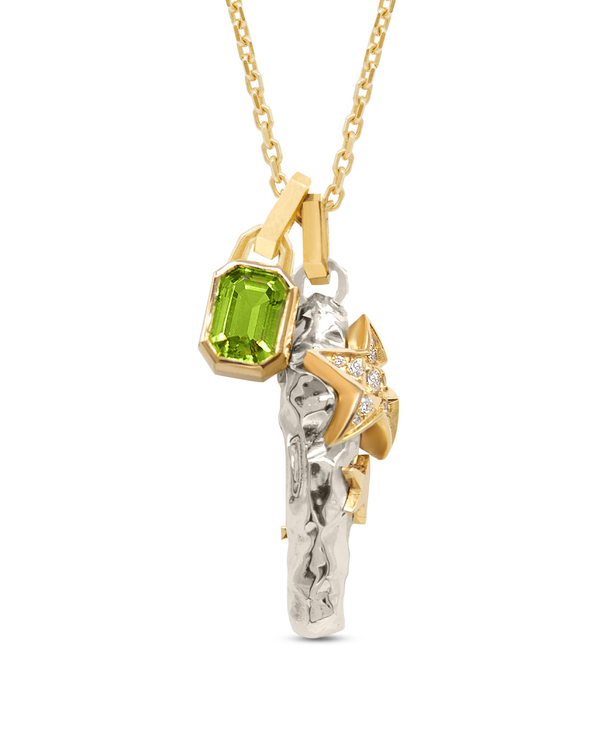 AMULETHA symbolic luxury jewelry gifting - Space Rock Amulet - white - yellow gold with diamonds - pair