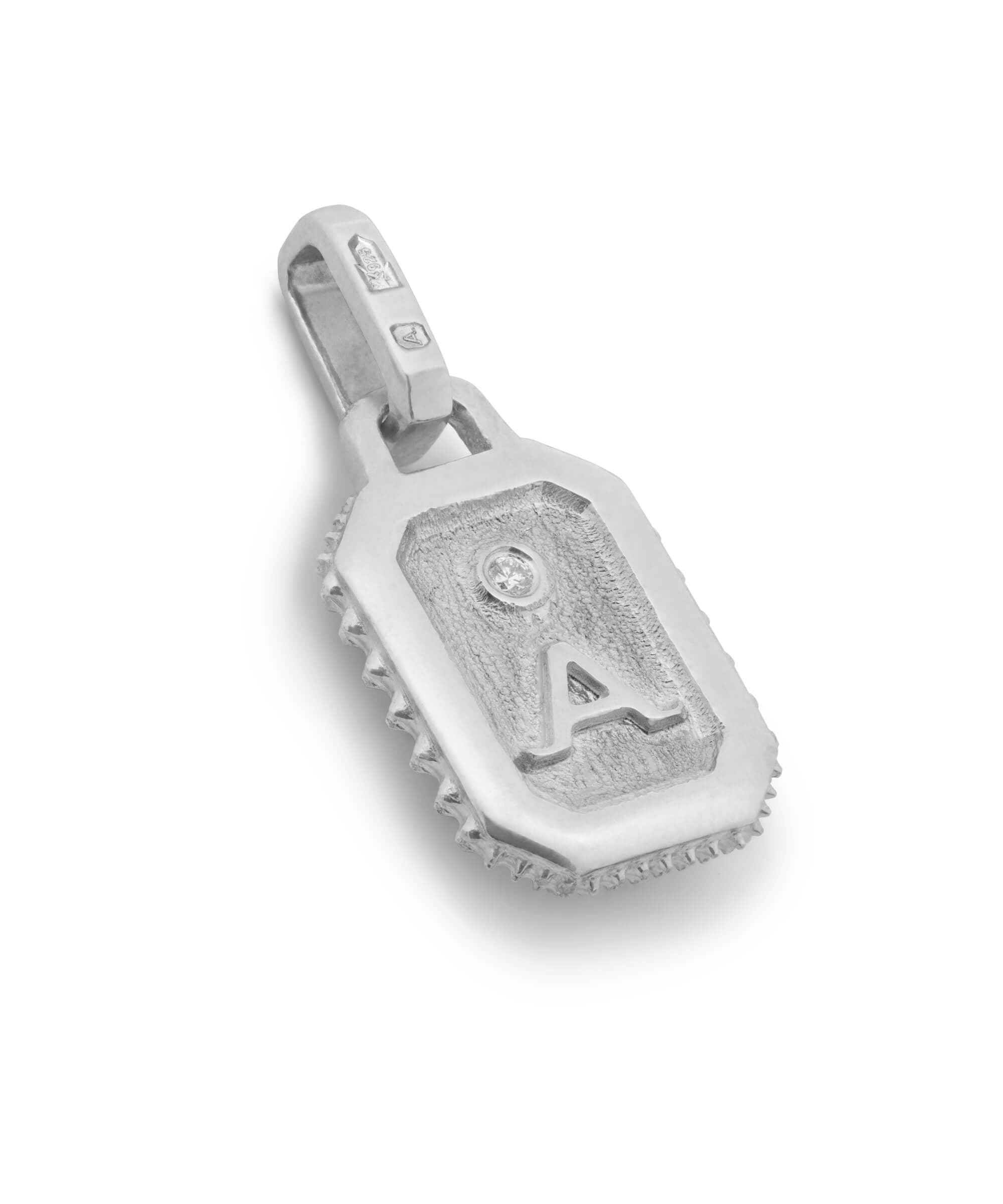 AMULETHA symbolic luxury jewelry gifting - Thorn Amulet - sterling silver with diamonds - side back