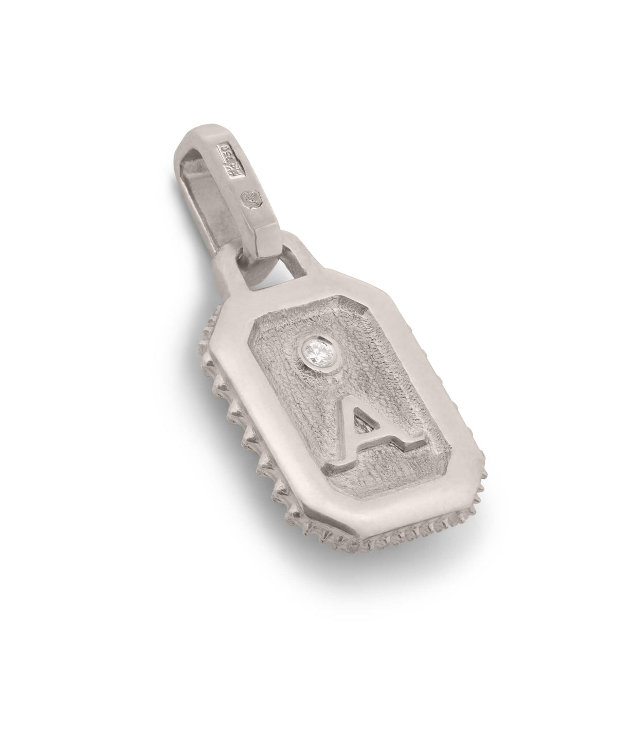 AMULETHA symbolic luxury jewelry gifting - Thorn Amulet - white gold with diamonds - side back