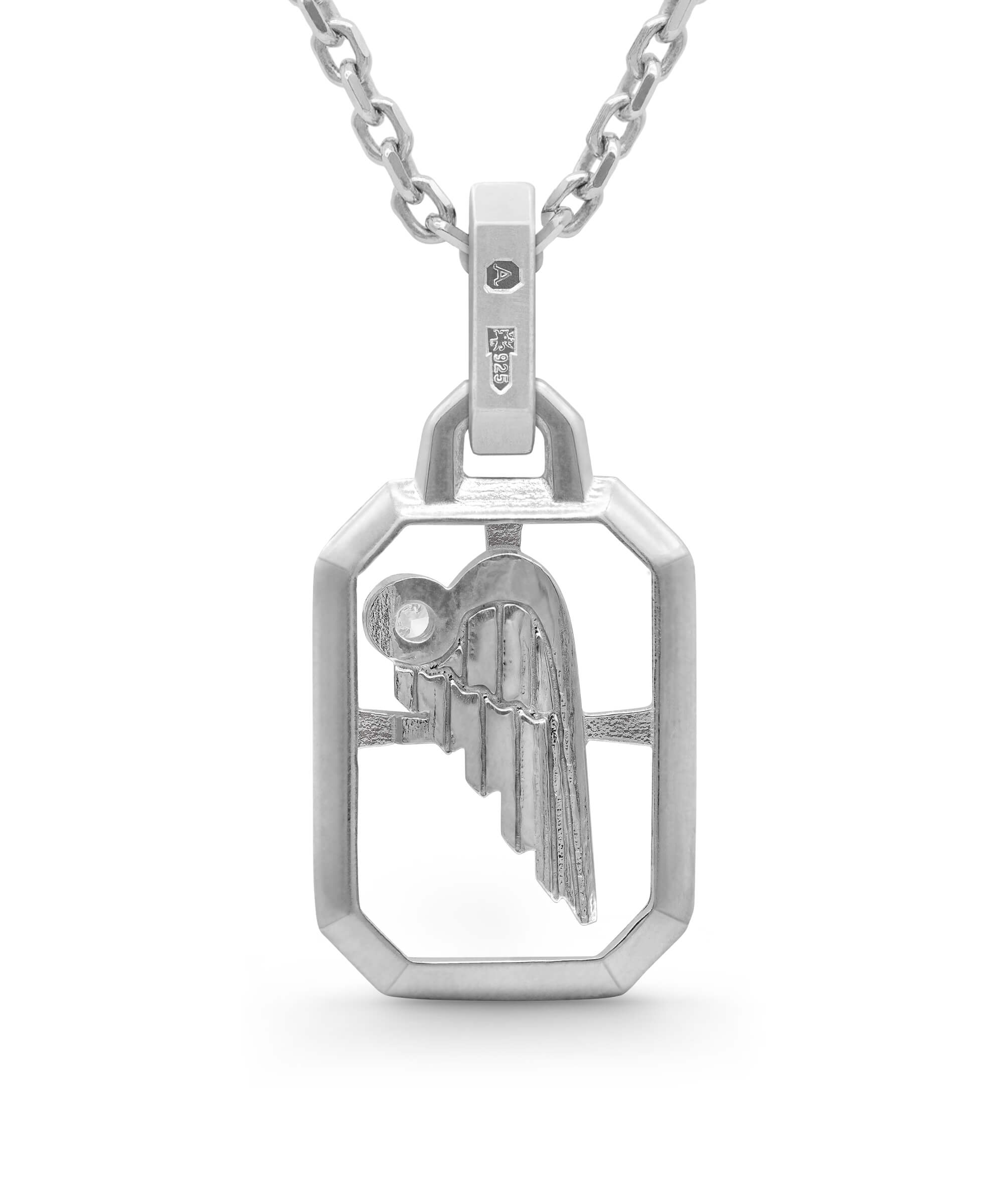 AMULETHA symbolic luxury jewelry gifting - Wing Amulet - sterling silver with diamonds - back