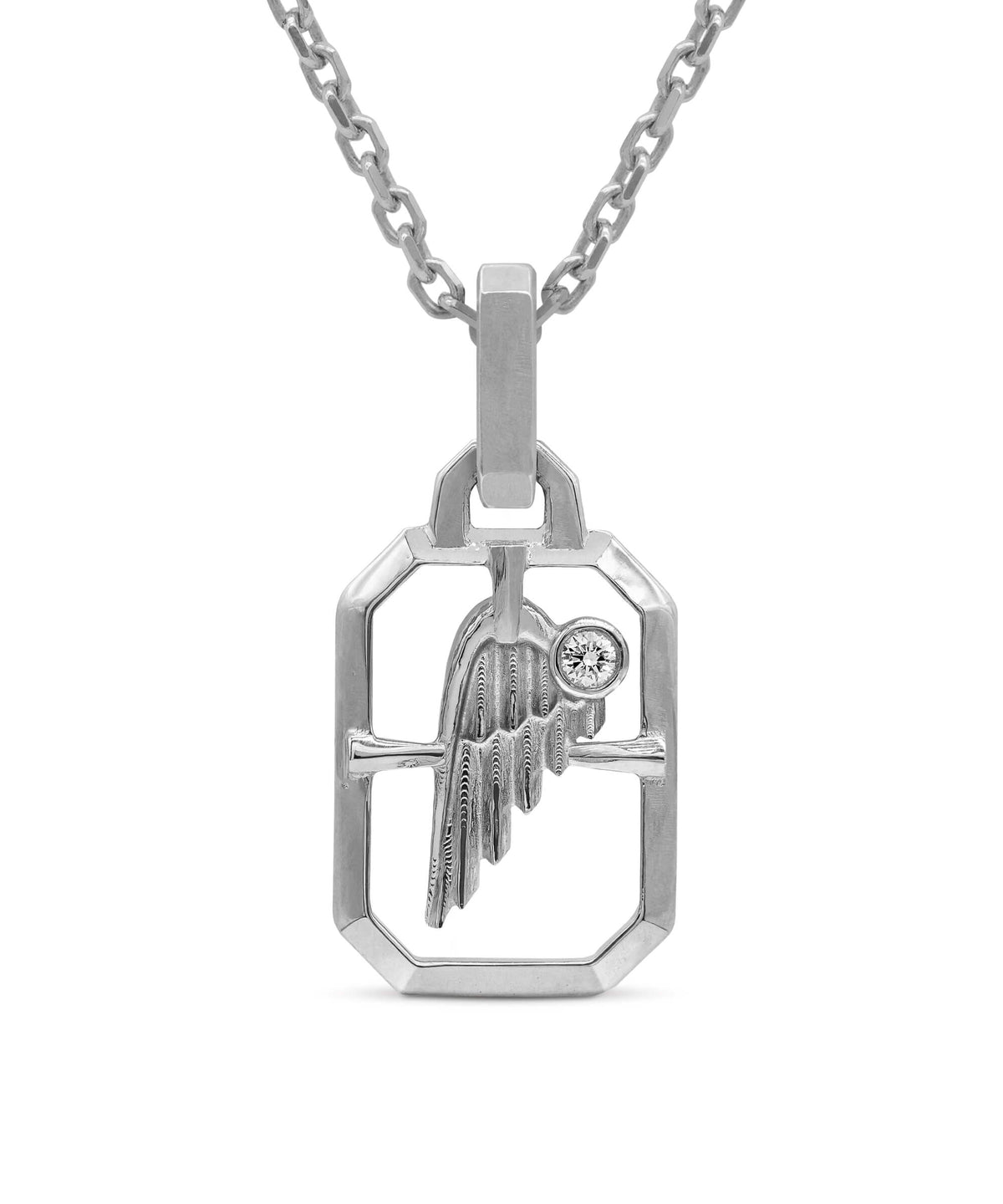 AMULETHA symbolic luxury jewelry gifting - Wing Amulet - sterling silver with diamonds - front