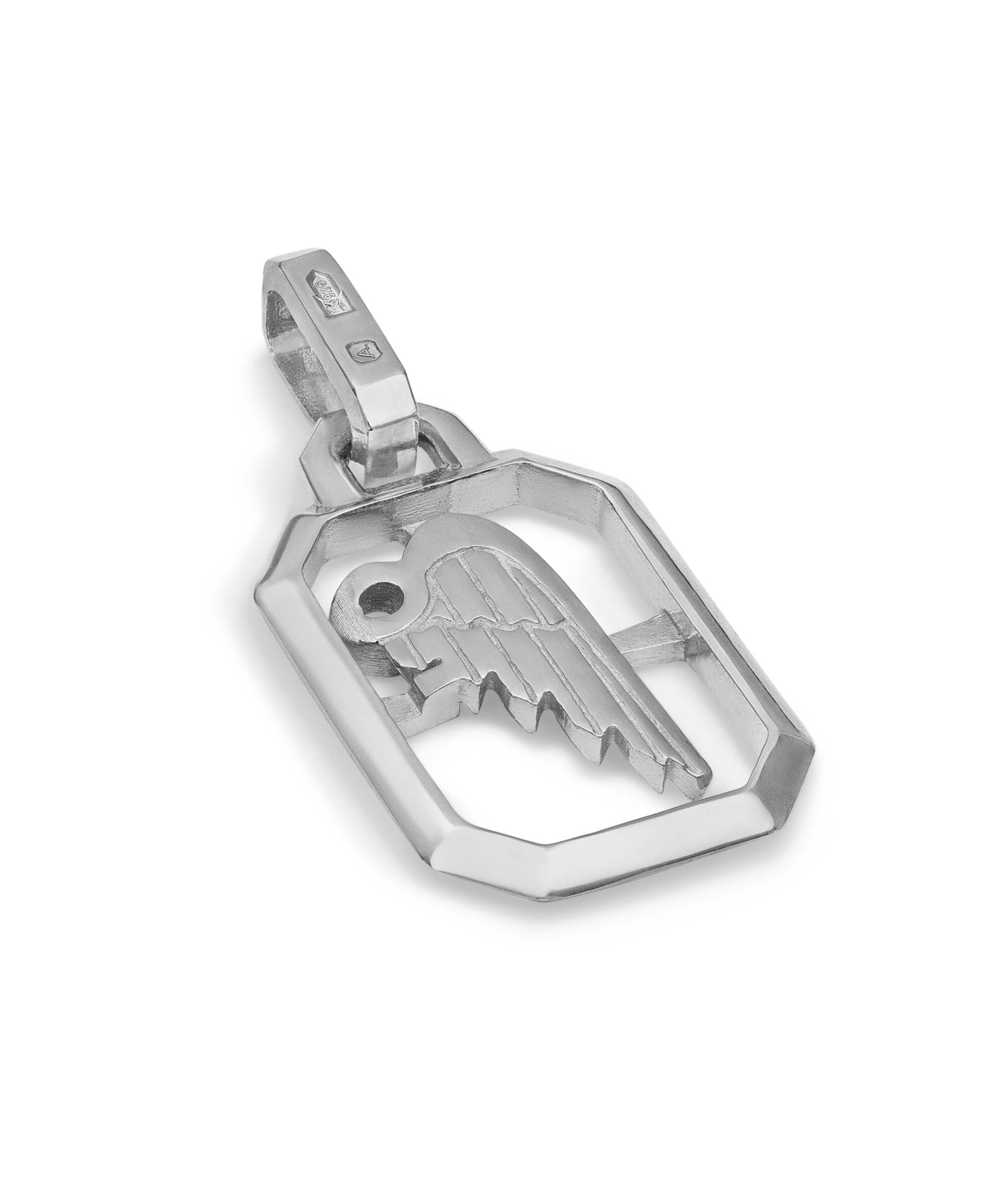 AMULETHA symbolic luxury jewelry gifting - Wing Amulet - sterling silver with diamonds - side back