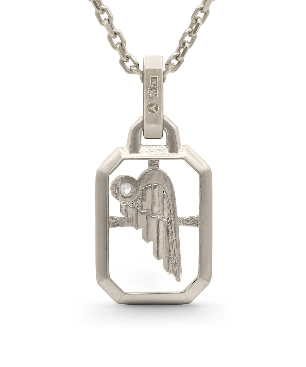 AMULETHA symbolic luxury jewelry gifting - Wing Amulet - white gold with diamonds - back