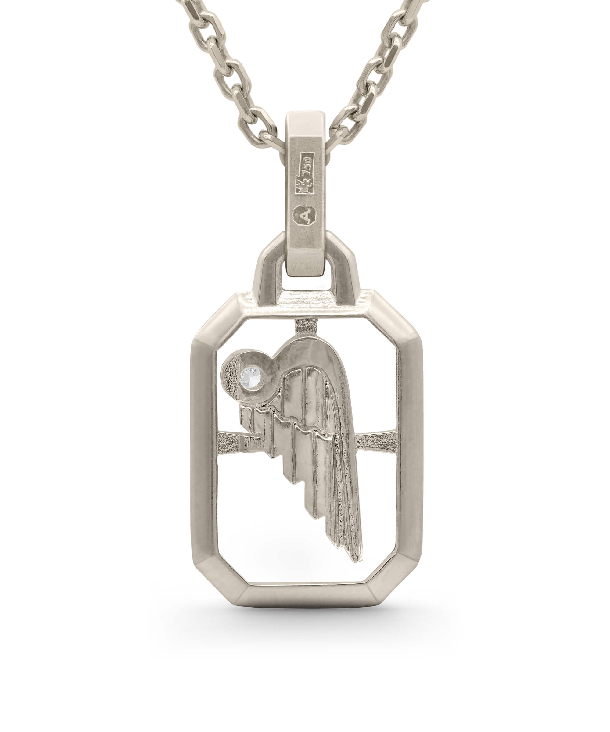 AMULETHA symbolic luxury jewelry gifting - Wing Amulet - white gold with diamonds - back