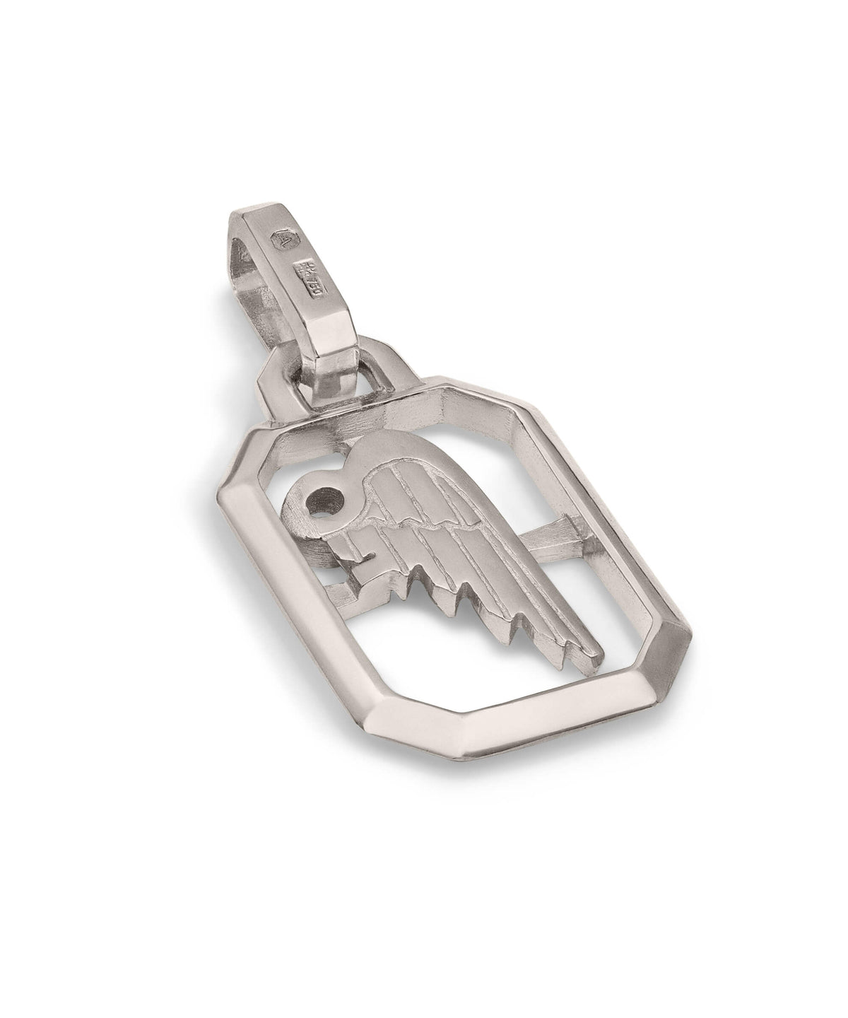 AMULETHA symbolic luxury jewelry gifting - Wing Amulet - white gold with diamonds - side back