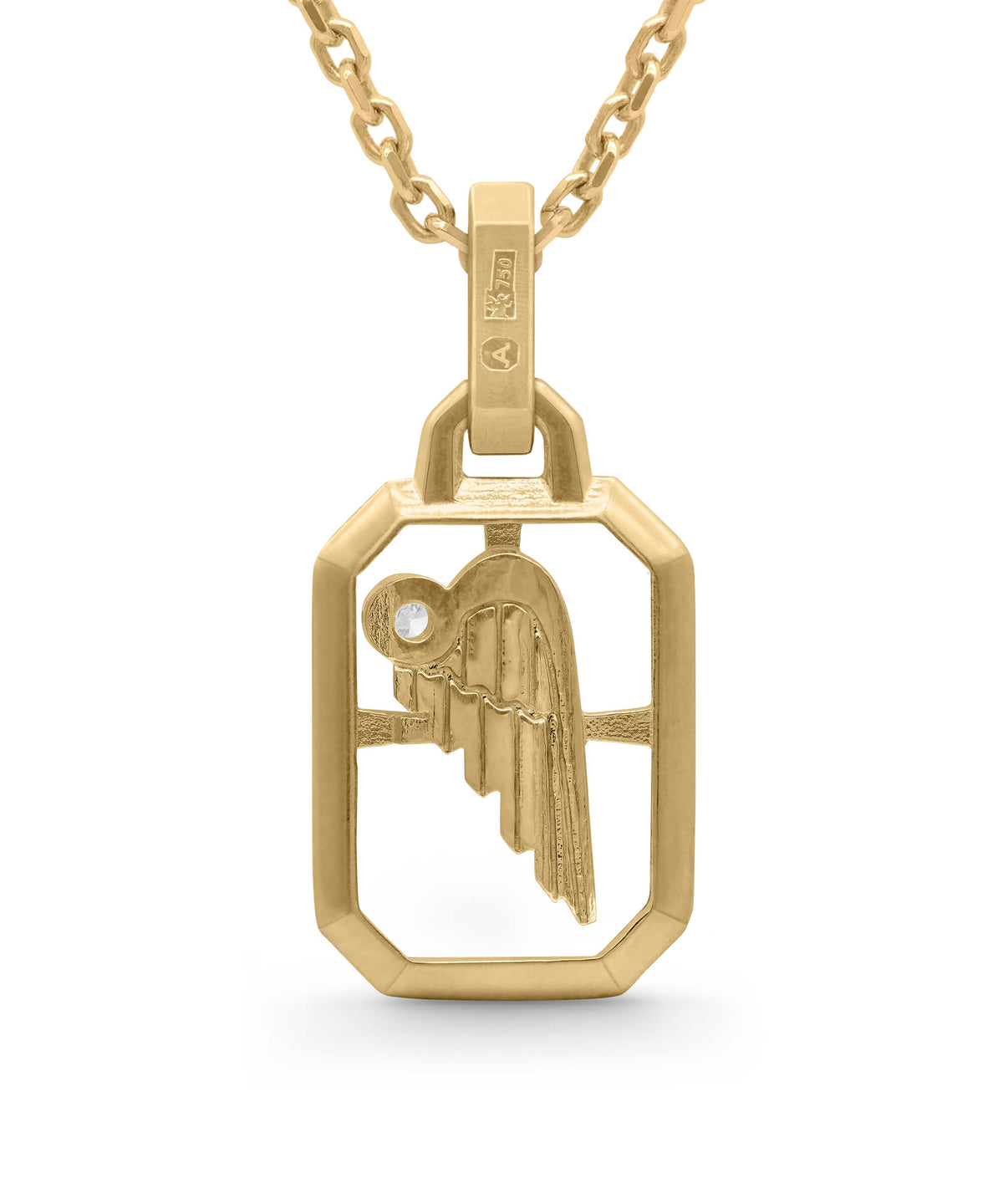 AMULETHA symbolic luxury jewelry gifting - Wing Amulet - yellow gold with diamonds - back