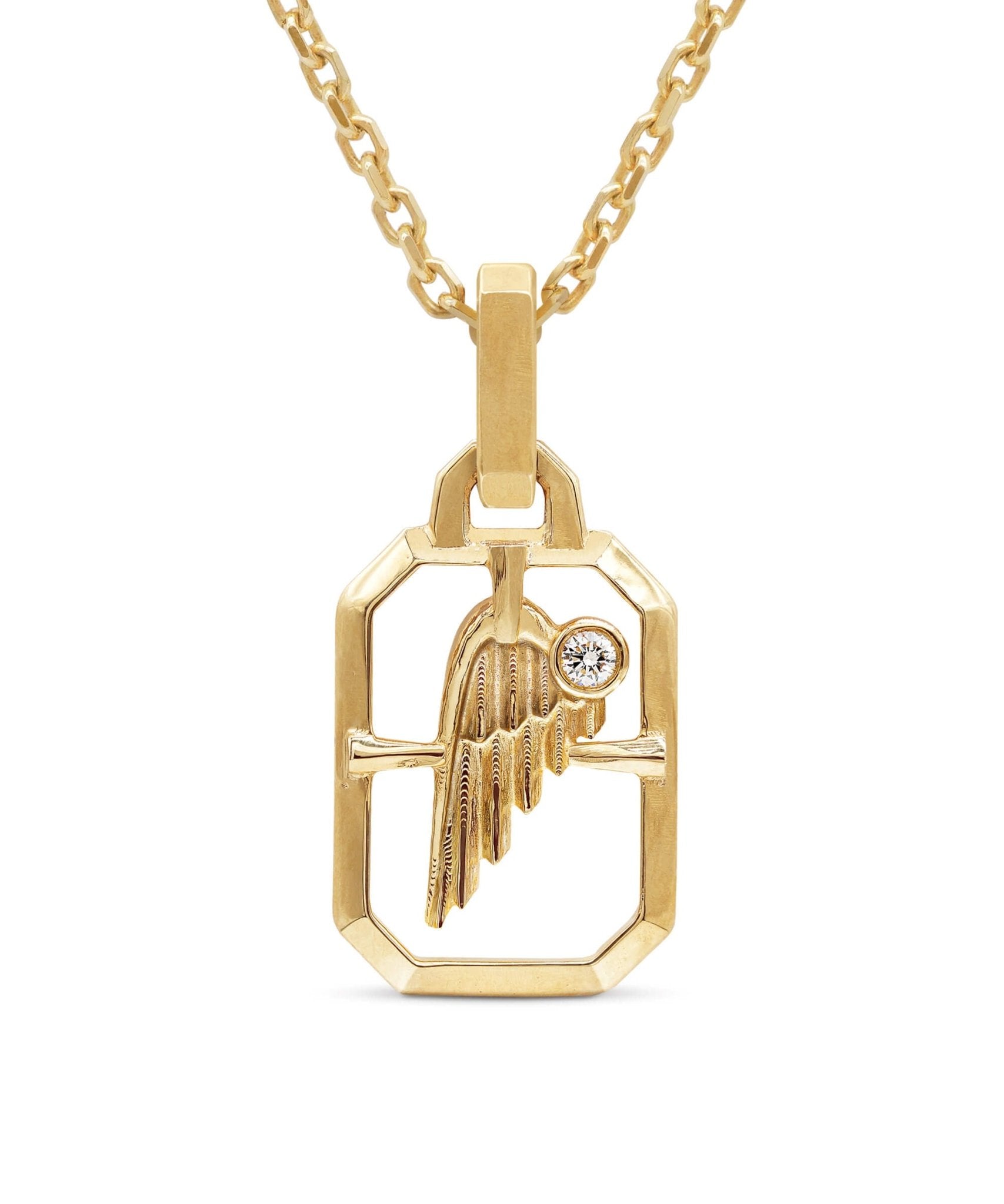 AMULETHA symbolic luxury jewelry gifting - Wing Amulet - yellow gold with diamonds - front