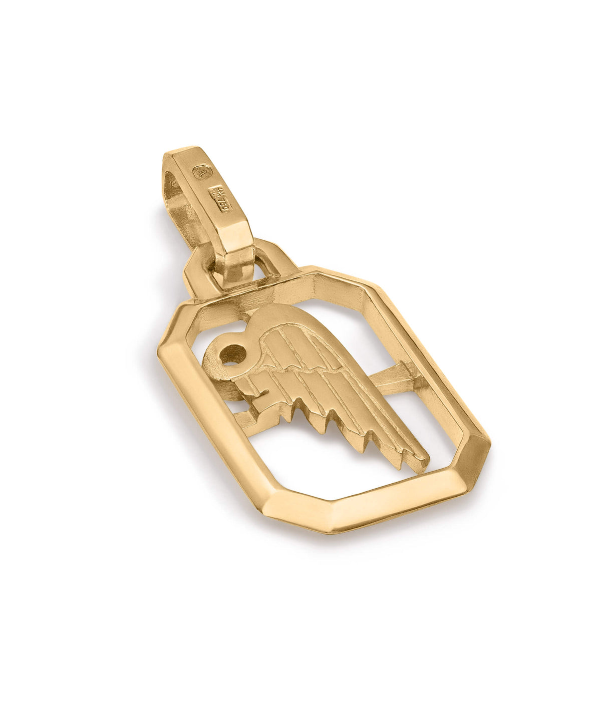 AMULETHA symbolic luxury jewelry gifting - Wing Amulet - yellow gold with diamonds - side back