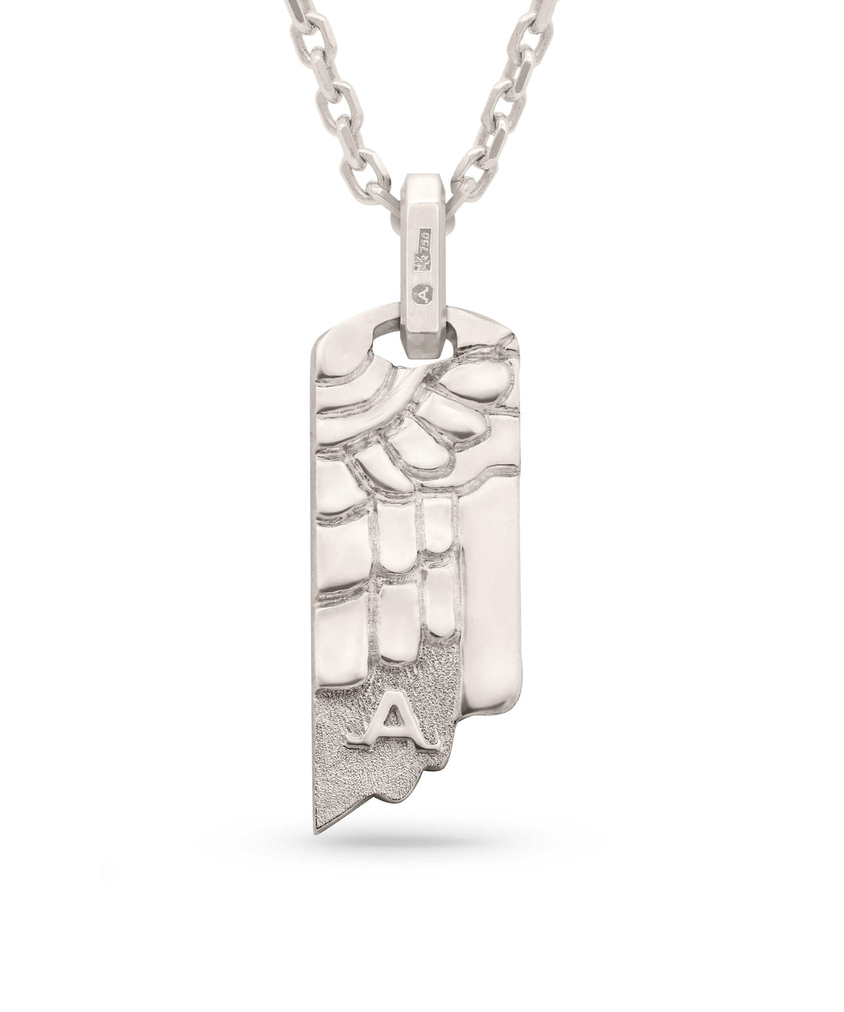 AMULETHA symbolic luxury jewelry gifting - Wing Tag Amulet - white gold with diamonds - back