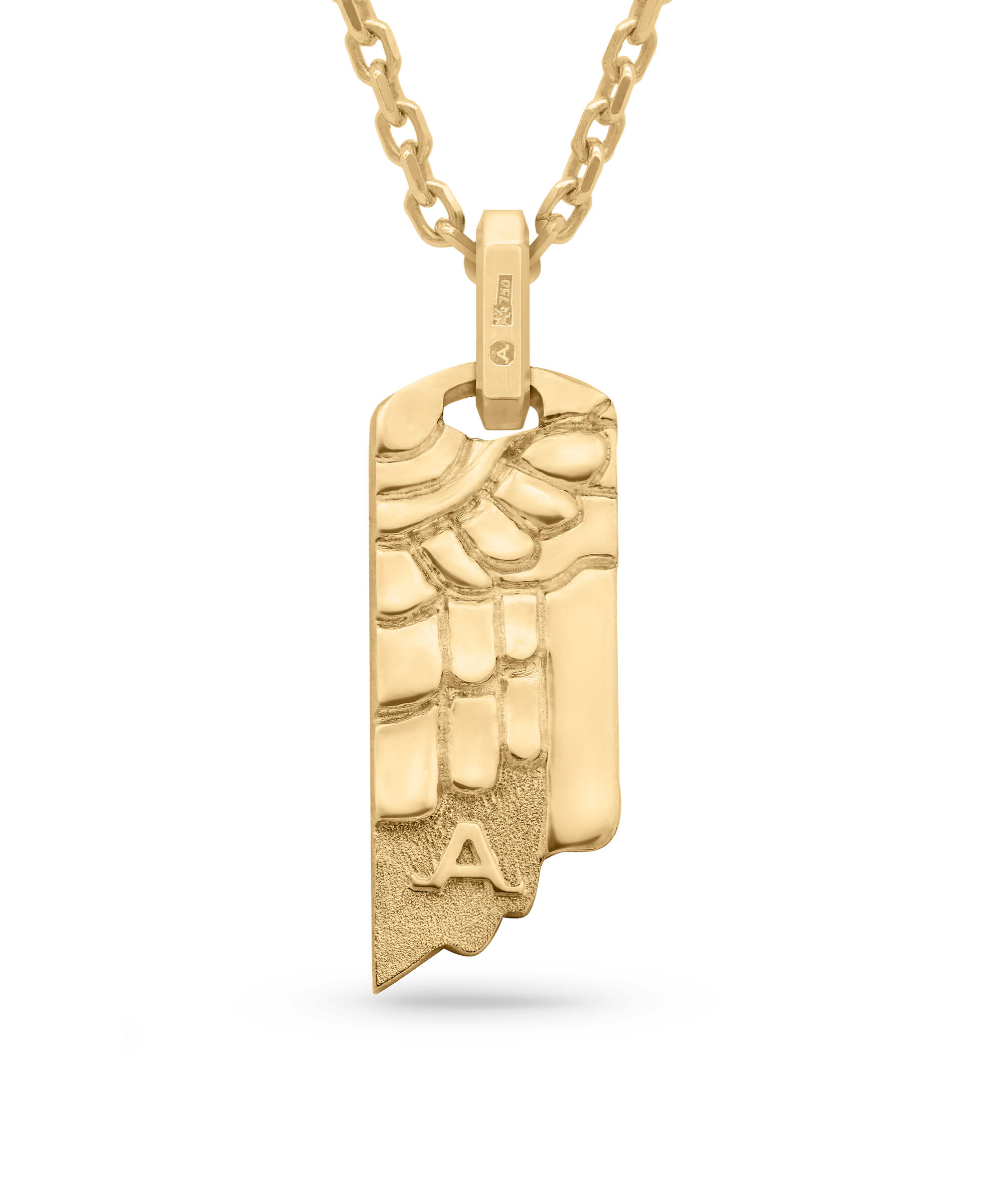AMULETHA symbolic luxury jewelry gifting - Wing Tag Amulet - yellow gold with diamonds - back