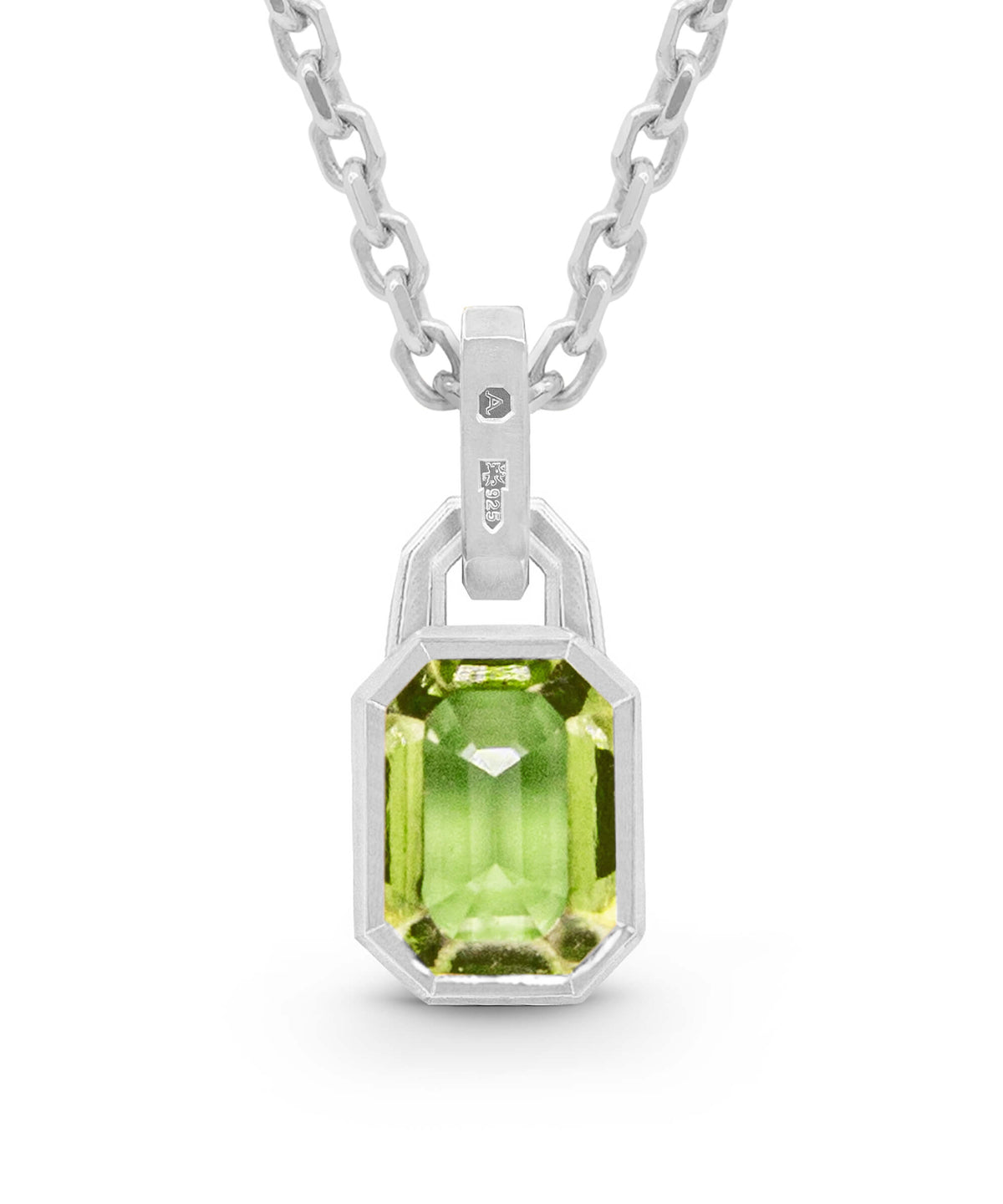 AMULETHA symbolic luxury jewelry gifting - men's birthstone Amulet - silver with diamonds - back