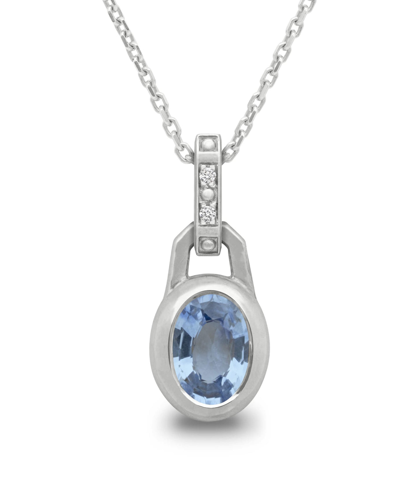 AMULETHA symbolic luxury jewelry gifting - women birthstone Amulet - sterling silver with diamonds - front