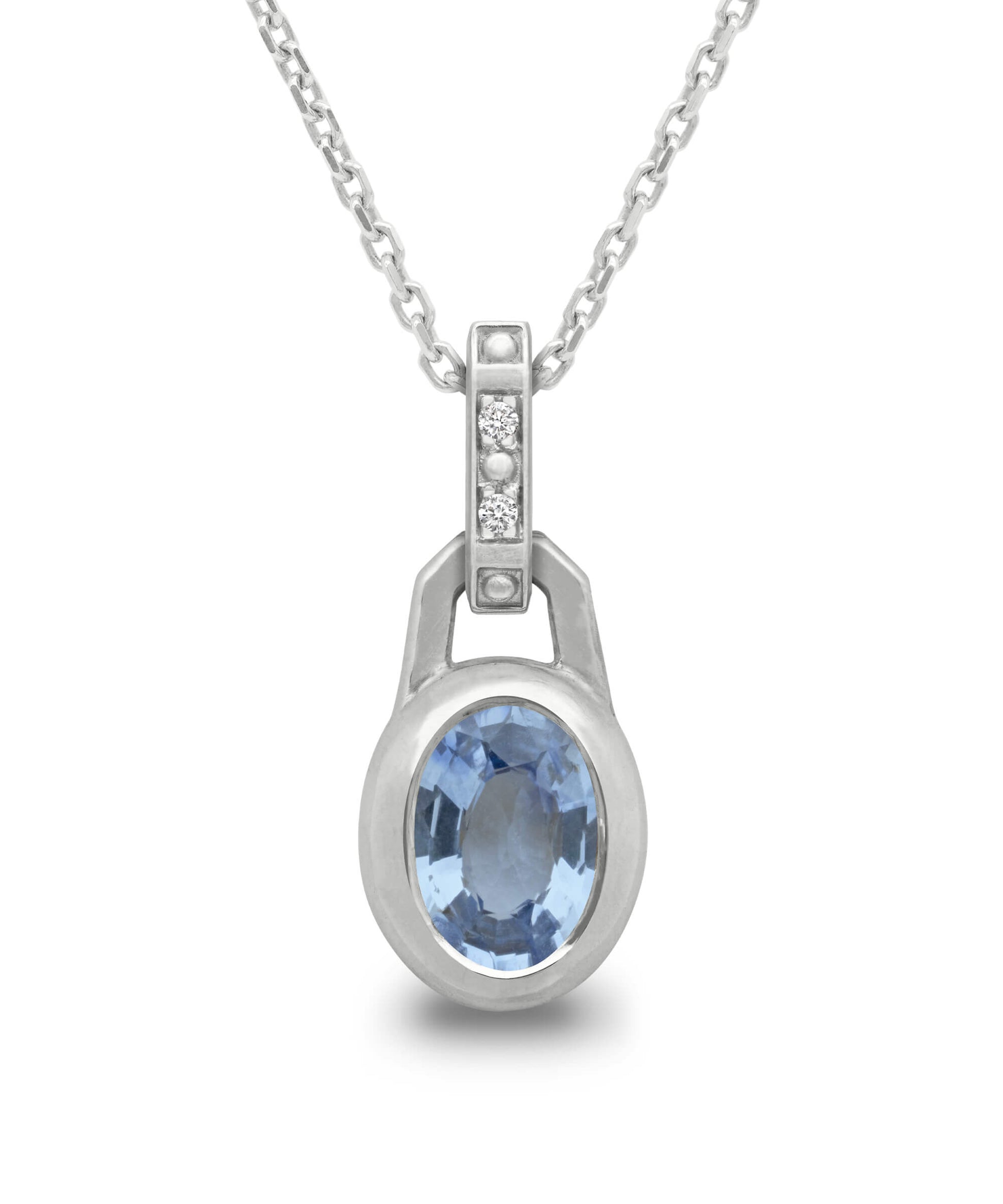 AMULETHA symbolic luxury jewelry gifting - women birthstone Amulet - sterling silver with diamonds - front