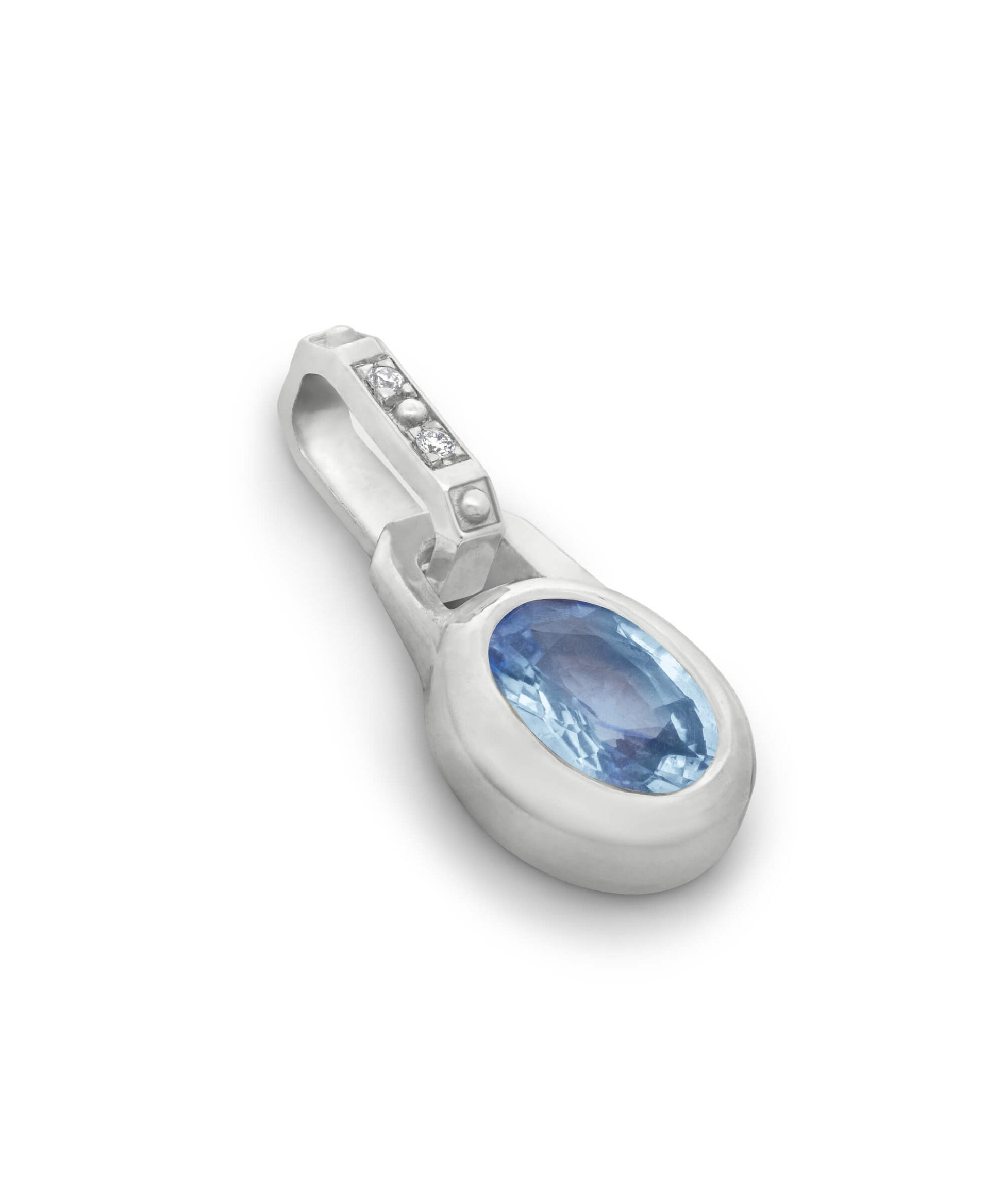 AMULETHA symbolic luxury jewelry gifting - women birthstone Amulet - sterling silver with diamonds - side