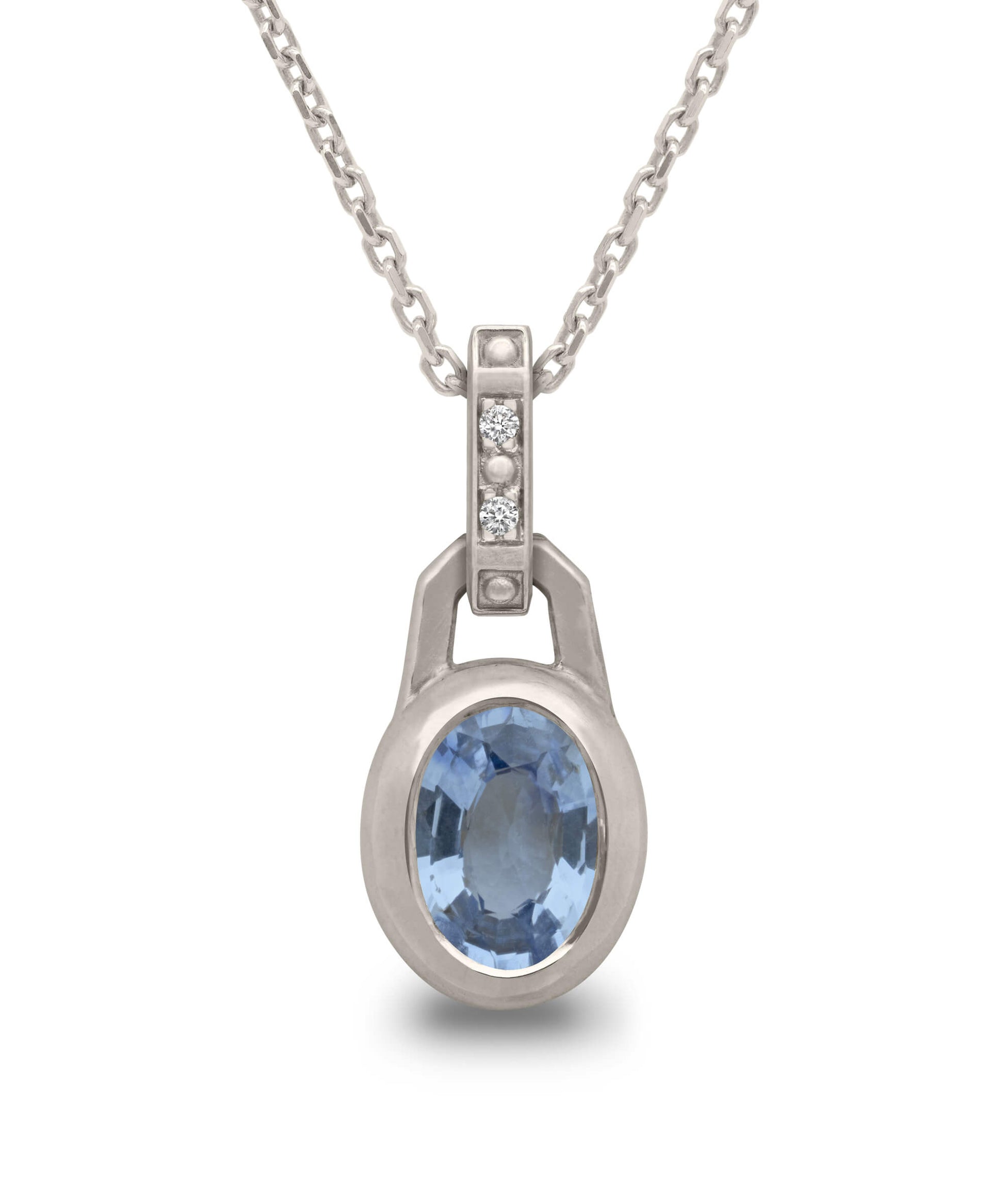 AMULETHA symbolic luxury jewelry gifting - women birthstone Amulet - white gold with diamonds - front