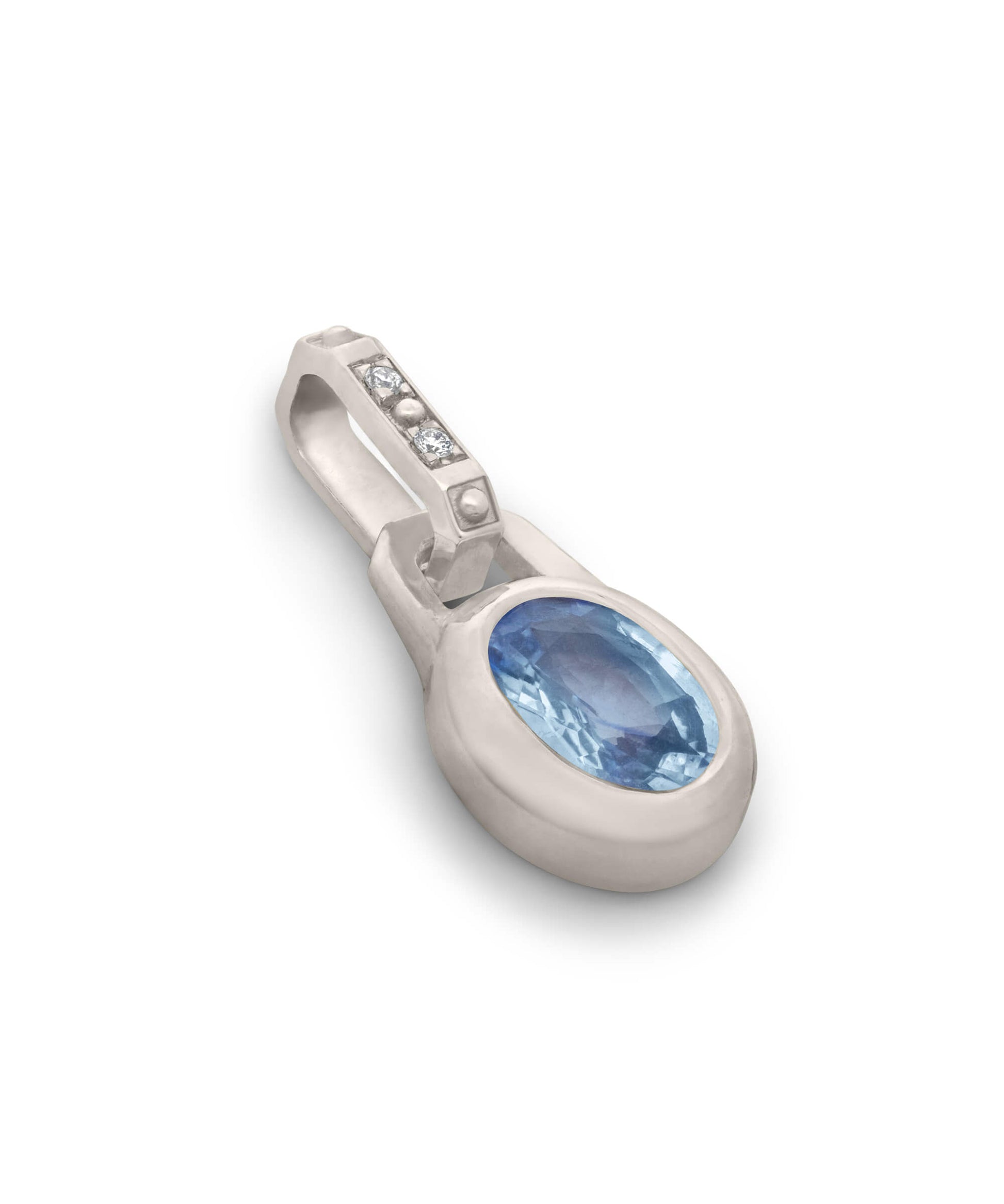 AMULETHA symbolic luxury jewelry gifting - women birthstone Amulet - white gold with diamonds - side